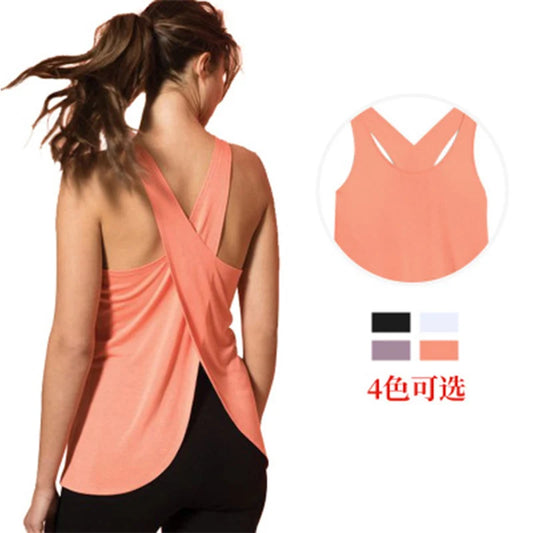 New Women Quick Dry Cross Back Yoga Shirts Sleeveless Fitness Sport T-Shirt Workout Running Tank Tops Yoga Vest Blouse