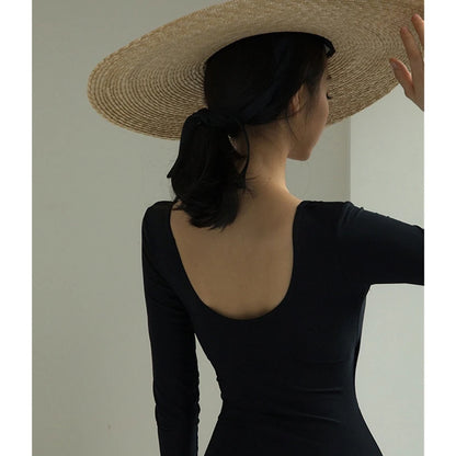 Women One Piece  Long Sleeve Swimwear Wrap