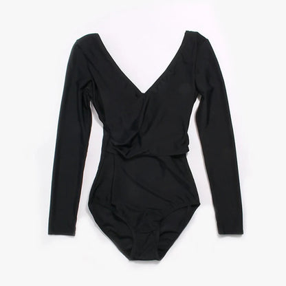 Women One Piece  Long Sleeve Swimwear Wrap