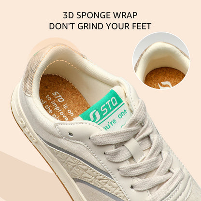 STQ Womens Skate Shoes Lace Up Fashion Walking Sneakers Non Slip Comfortable Canvas Shoes