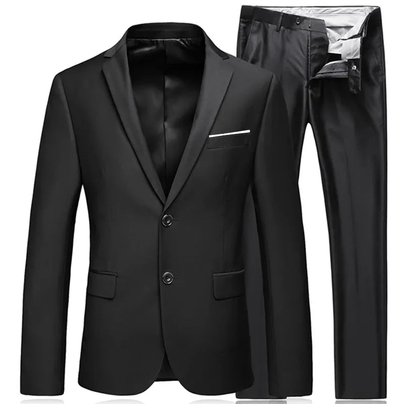 High Quality Gentleman Black 2 Piece Suit