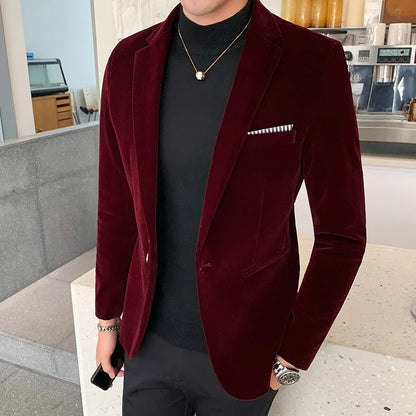 Autumn Velvet Wedding Dress Coat Men's Blazer