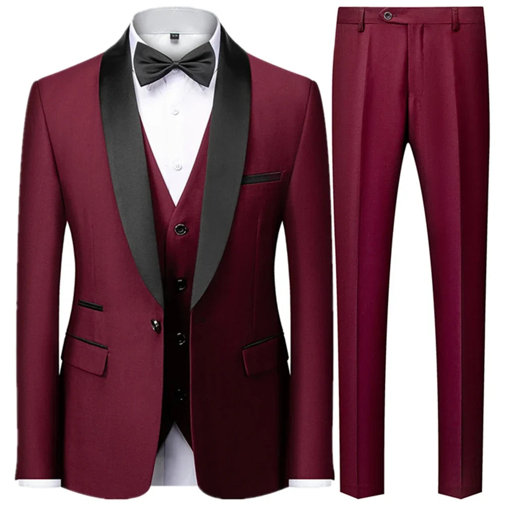 3 Pcs Suit Set Blazers  Vest Pants