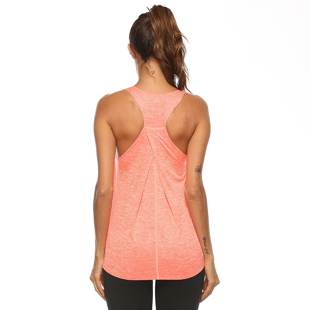 Sleeveless Racerback Yoga Vest Athletic Fitness Sport Tank Tops Gym Running Training Yoga Shirts Workout Tops for Women