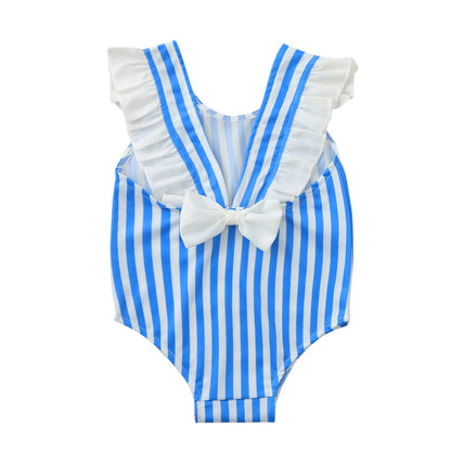 0-5 Years Children Blue Backless Beach Swimwear