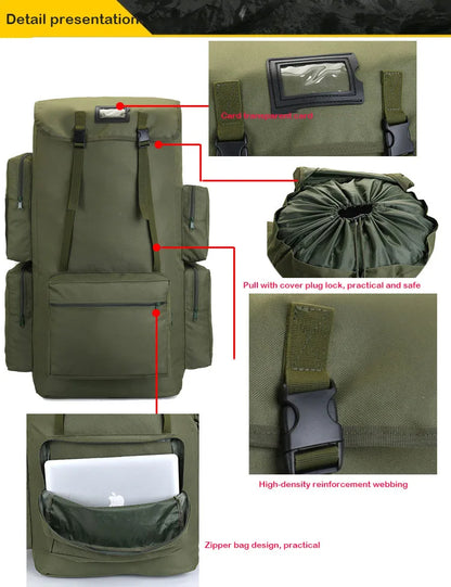 130L Extra Large Capacity Camping Camo Backpack