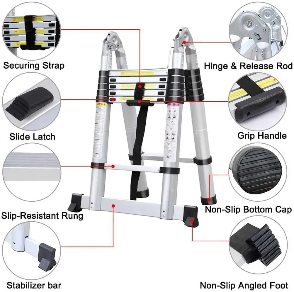 Telescoping Extension Ladder Multi-Purpose with Stabilizer Bar