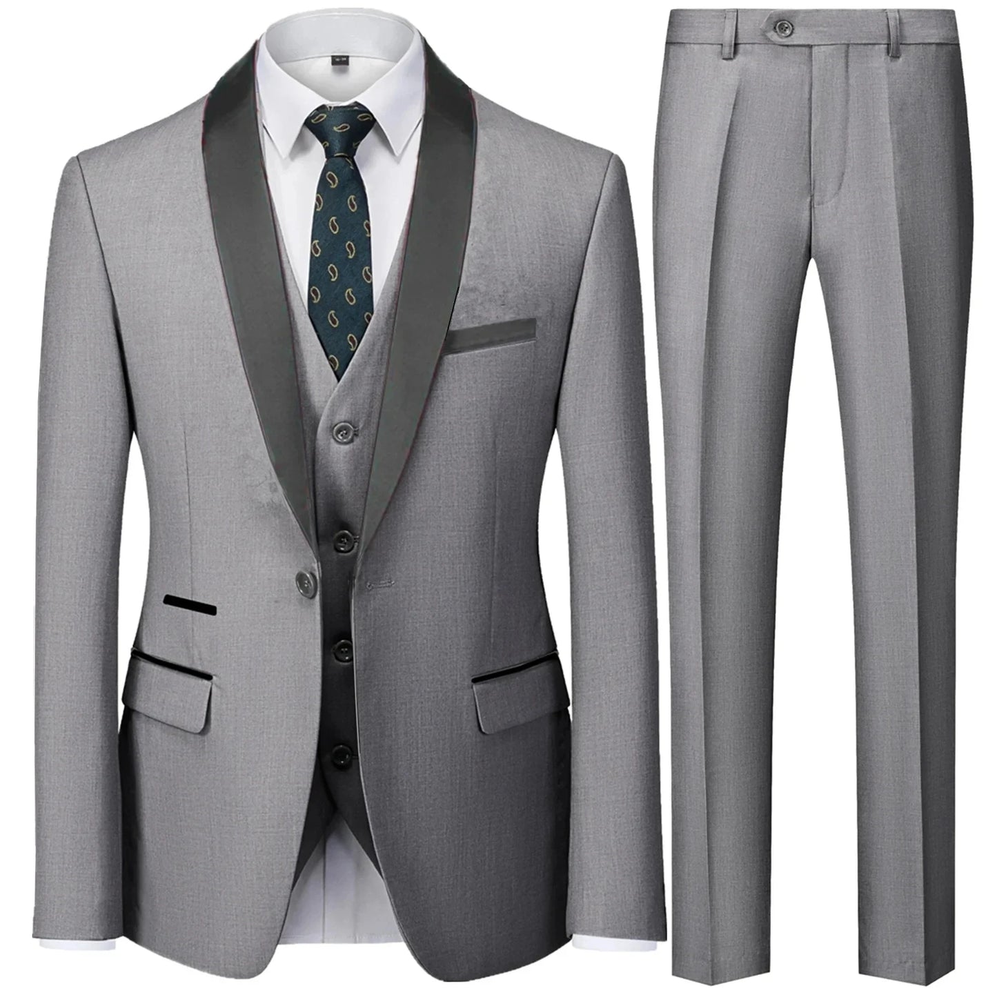 3 Pcs Suit Set Blazers  Vest Pants