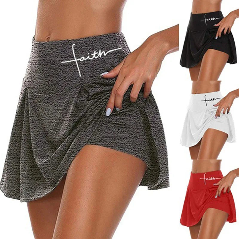 Women Pleated Tennis Skirt with Pockets Shorts Athletic Skirts Crossover High Waisted Athletic Golf Skorts Workout Sports Skirts