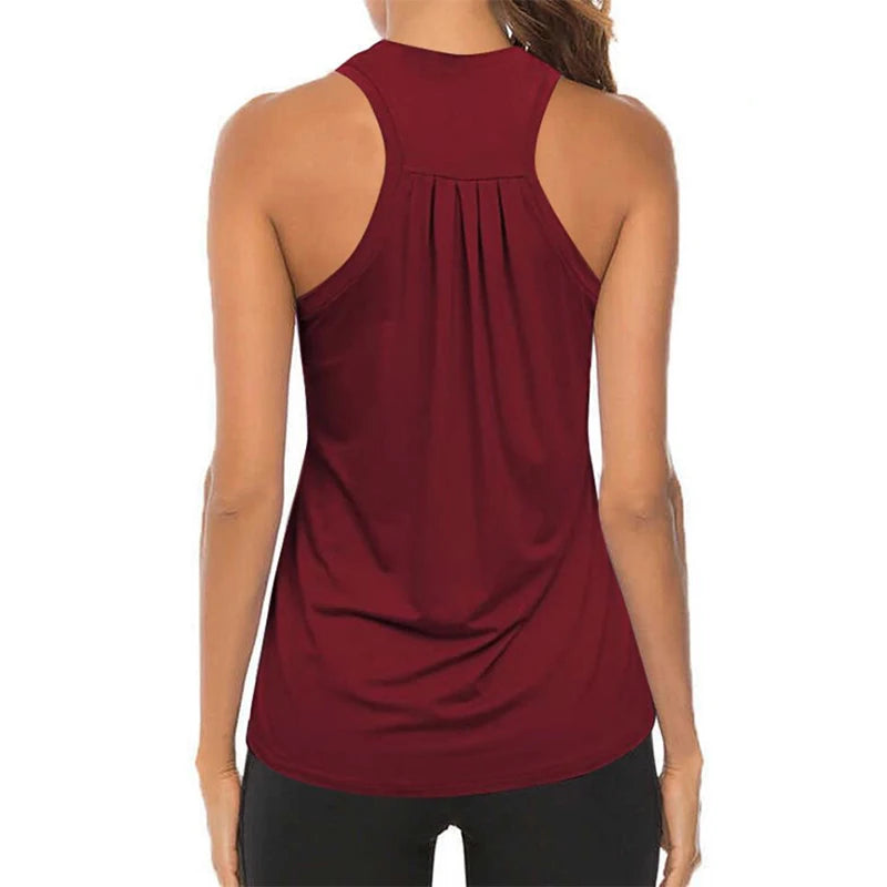 Sleeveless Racerback Yoga Vest Athletic Fitness Sport Tank Tops Gym Running Training Yoga Shirts Workout Tops for Women