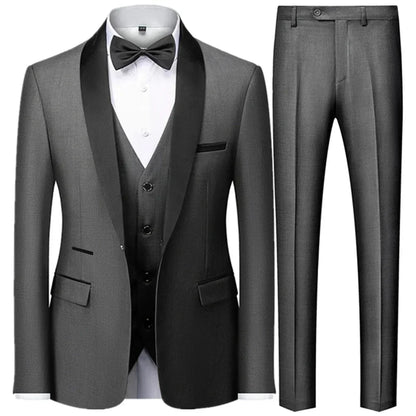 3 Pcs Suit Set Blazers  Vest Pants