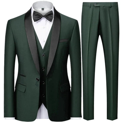 3 Pcs Suit Set Blazers  Vest Pants