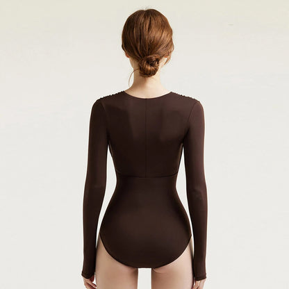 Korean Style One Piece Long Sleeve Swimwear