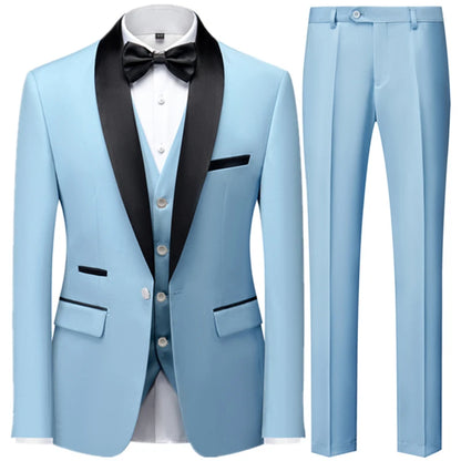 3 Pcs Suit Set Blazers  Vest Pants