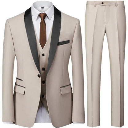 3 Pcs Suit Set Blazers  Vest Pants