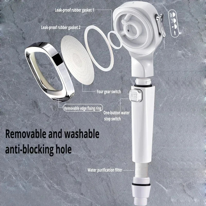 3-Modes High Pressure Shower Head  Massage Sprayer