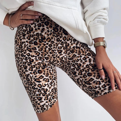 Workout Leopard Shorts Women Cycling Tights Sport Sweat Snake Skin Biker Shorts High Waist Comfortable Short Yoga Pant Leggings