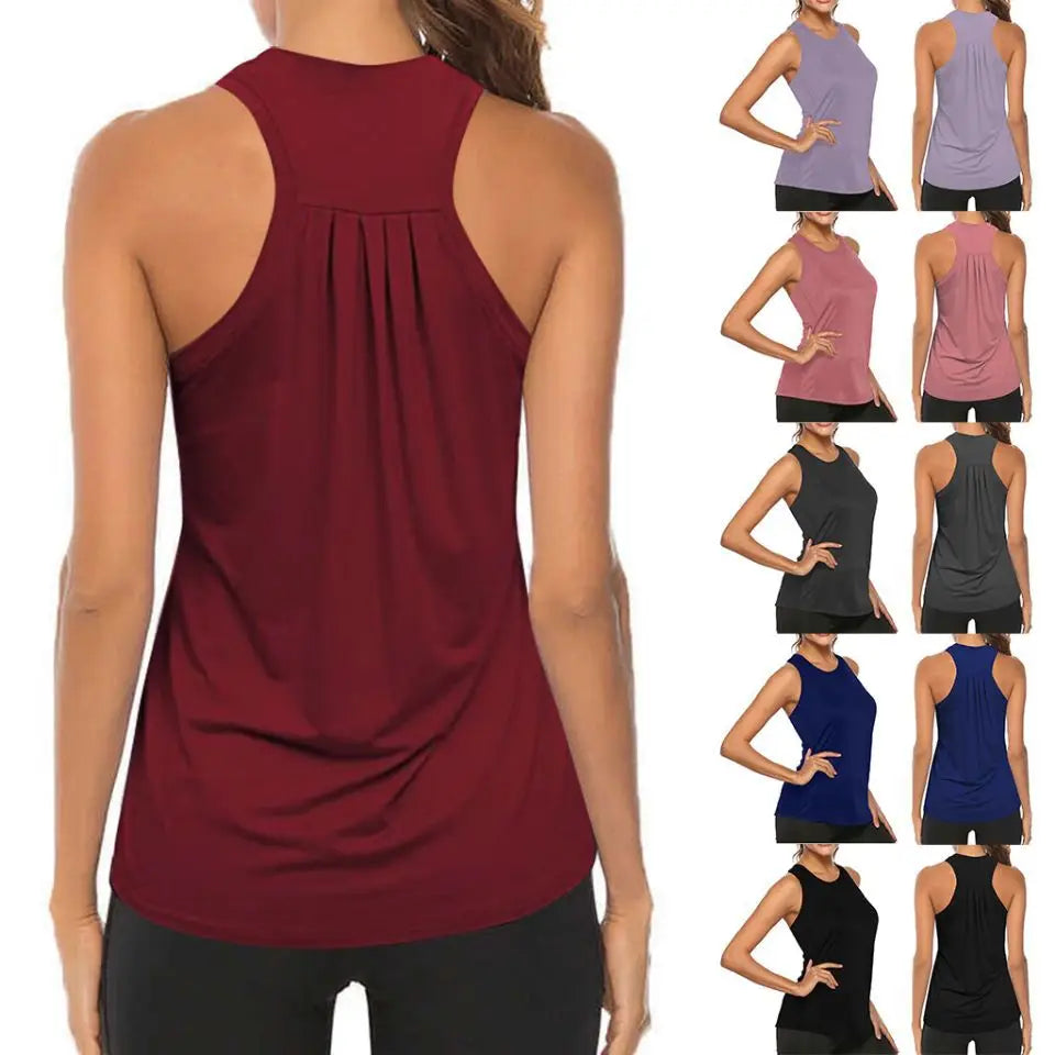 Sleeveless Racerback Yoga Vest Athletic Fitness Sport Tank Tops Gym Running Training Yoga Shirts Workout Tops for Women