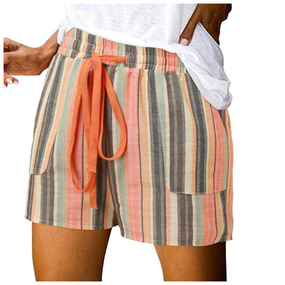 Women's Striped  High Waisted Casual Summer Shorts