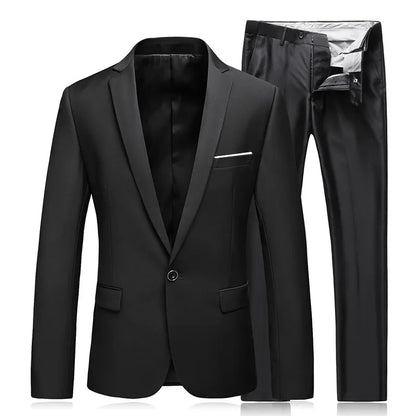 High Quality Gentleman Black 2 Piece Suit