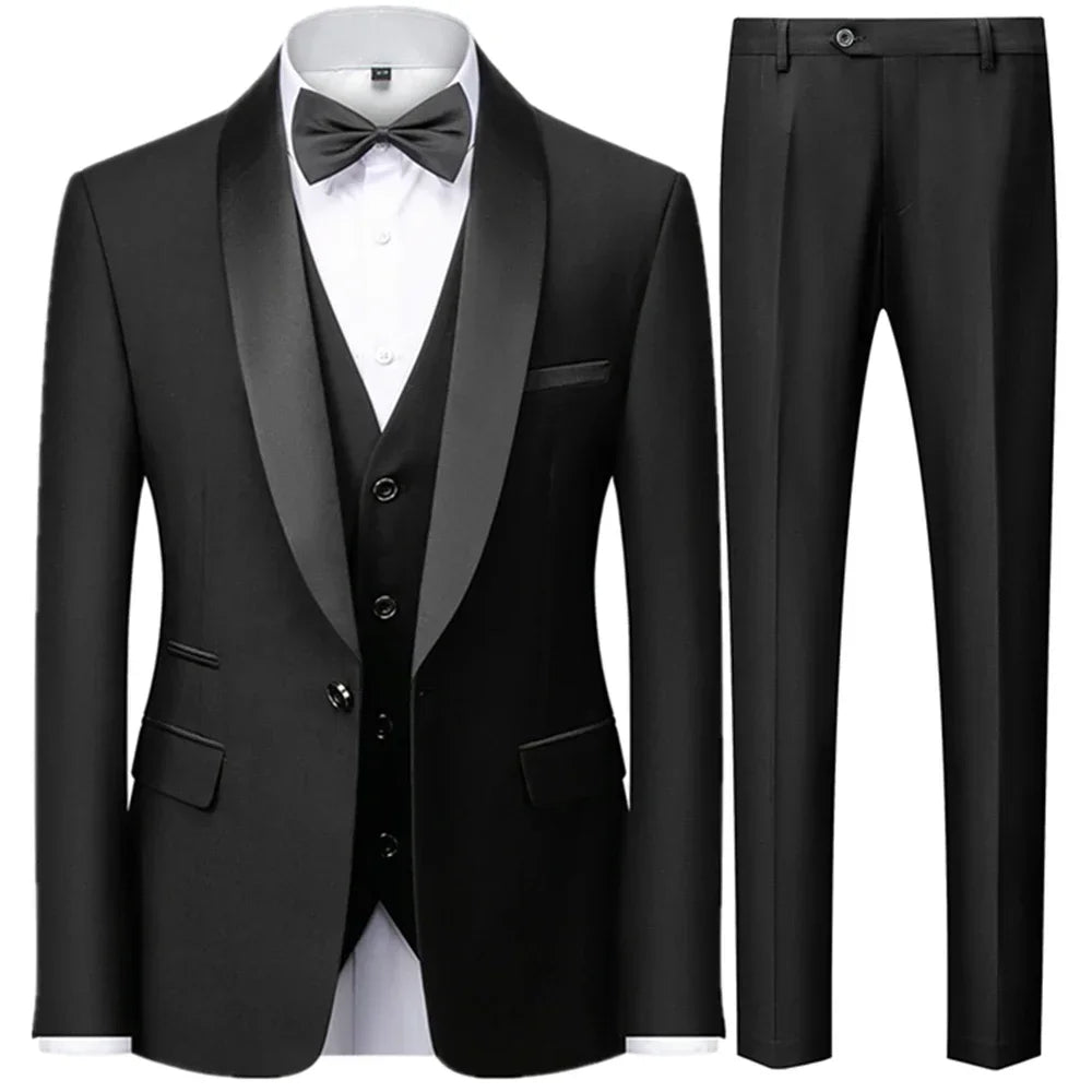 3 Pcs Suit Set Blazers  Vest Pants