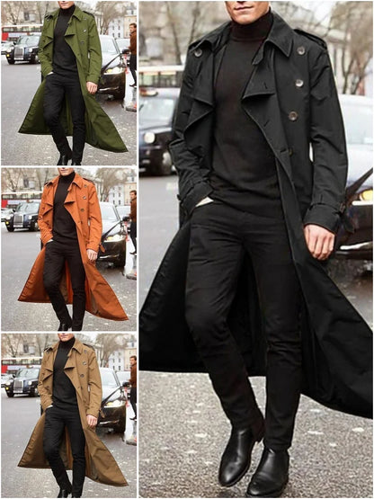 Men's Thin  Designer Overlong British Trench Coat