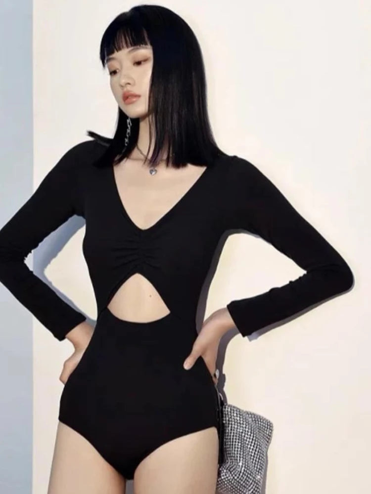 Sexy Backless  Long Sleeve Conservative One-piece Swimsuits