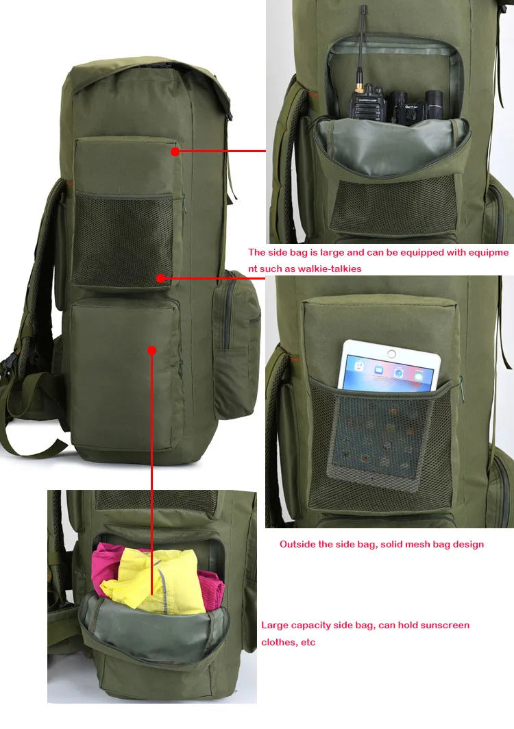 130L Extra Large Capacity Camping Camo Backpack