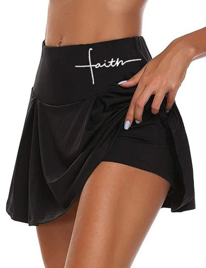 Women Pleated Tennis Skirt with Pockets Shorts Athletic Skirts Crossover High Waisted Athletic Golf Skorts Workout Sports Skirts