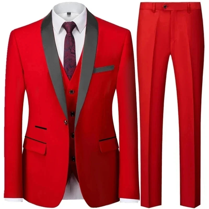 3 Pcs Suit Set Blazers  Vest Pants