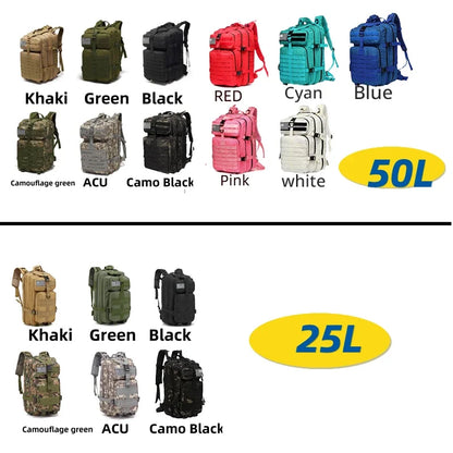 25L/50L  Tactical Sports Camping Hiking Sturdy Backpack