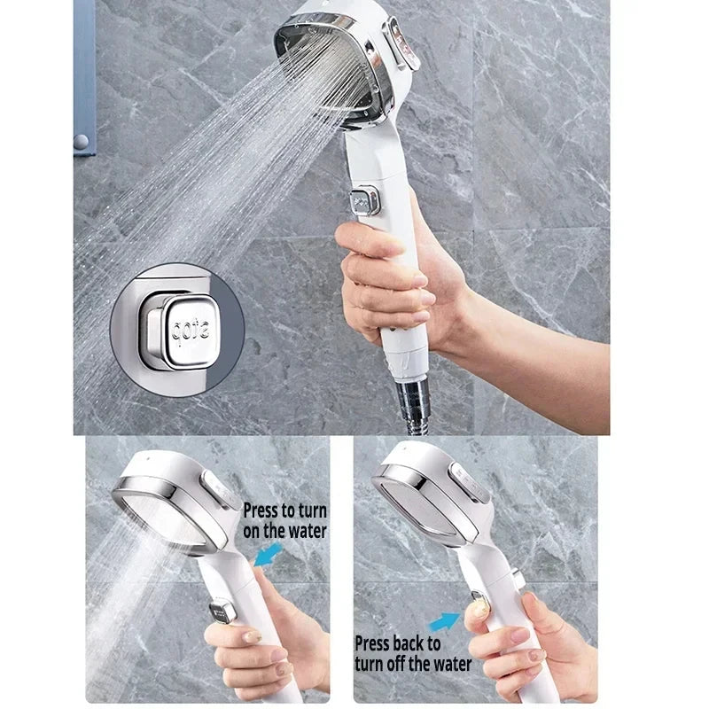 3-Modes High Pressure Shower Head  Massage Sprayer